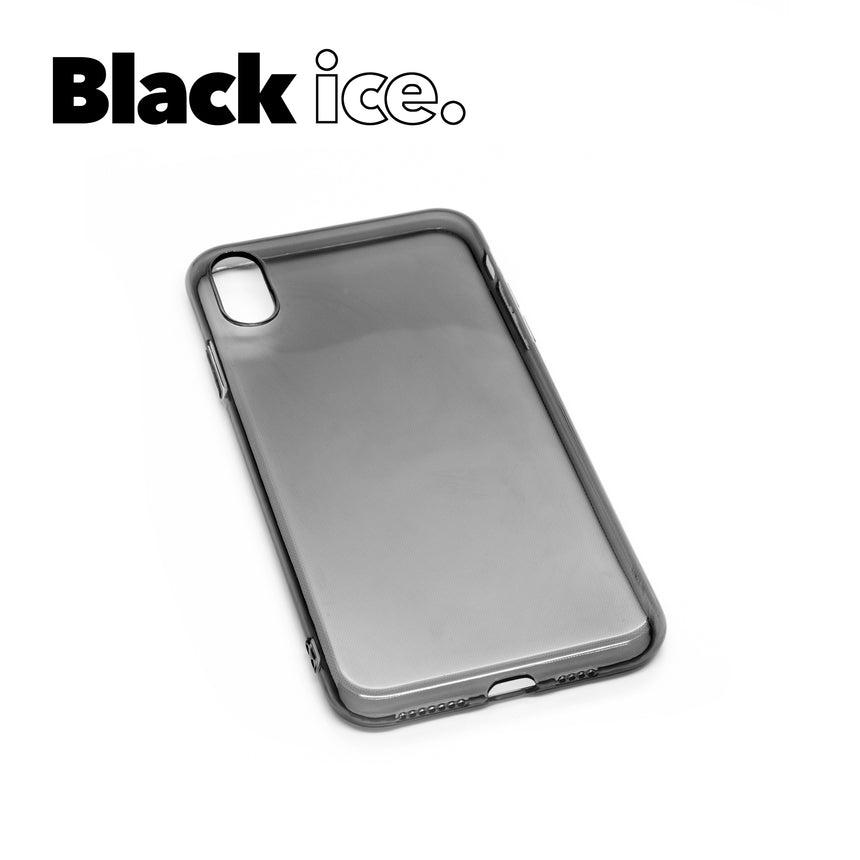 iPhone XS MAX Black ice case with a matte finish, designed with precise cutouts for easy access to buttons and ports.