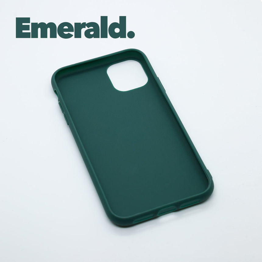 iPhone 11 Emerald case with a matte finish, designed with precise cutouts for easy access to buttons and ports.