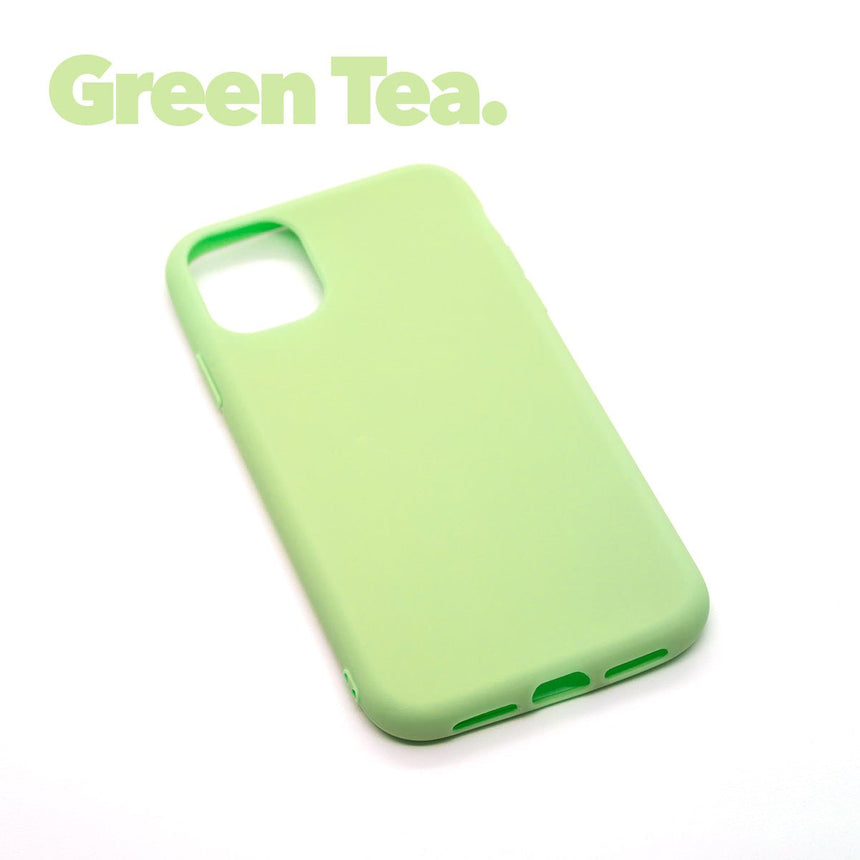 iPhone 11 PRO Green Tea case with a matte finish, designed with precise cutouts for easy access to buttons and ports.