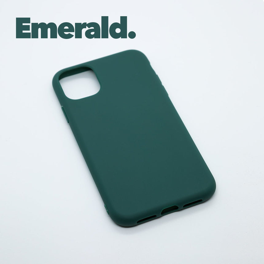 iPhone 11 PRO MAX Emerald case with a matte finish, designed with precise cutouts for easy access to buttons and ports.