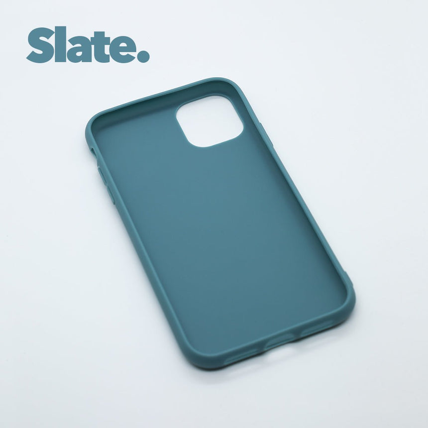 iPhone 11 PRO MAX Slate case with a matte finish, designed with precise cutouts for easy access to buttons and ports.