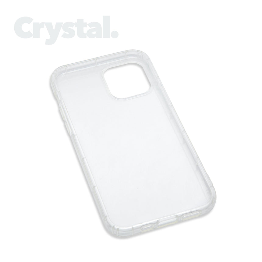 iPhone 12 Crystal case with a matte finish, designed with precise cutouts for easy access to buttons and ports.