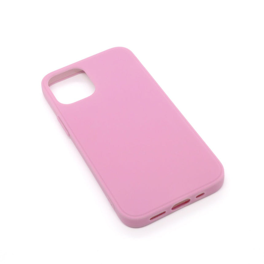 iPhone 12 Pink case with a matte finish, designed with precise cutouts for easy access to buttons and ports.