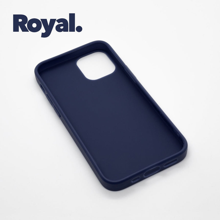 iPhone 12 Royal case with a matte finish, designed with precise cutouts for easy access to buttons and ports.