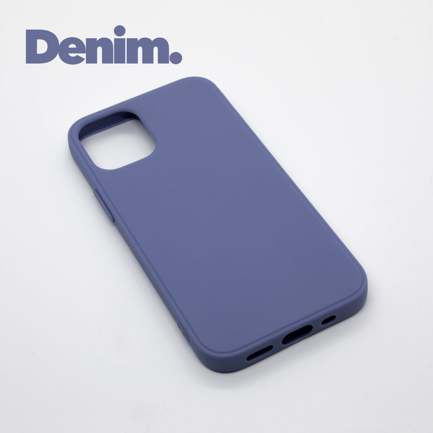 iPhone 12 PRO MAX Denim case with a matte finish, designed with precise cutouts for easy access to buttons and ports.