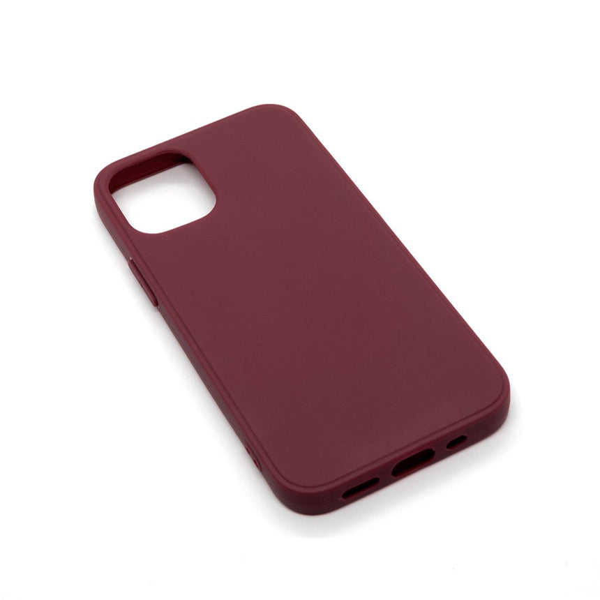 iPhone 12 PRO MAX Maroon case with a matte finish, designed with precise cutouts for easy access to buttons and ports.