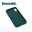 iPhone XR Emerald case with a matte finish, designed with precise cutouts for easy access to buttons and ports.