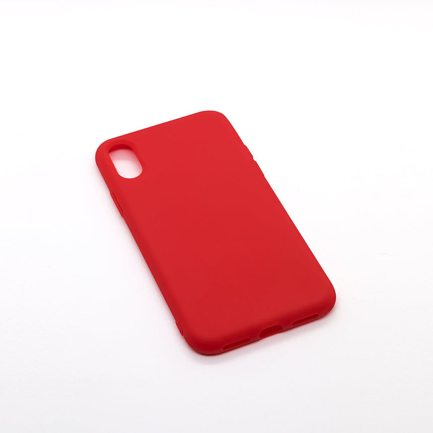 iPhone XR Red case with a matte finish, designed with precise cutouts for easy access to buttons and ports.