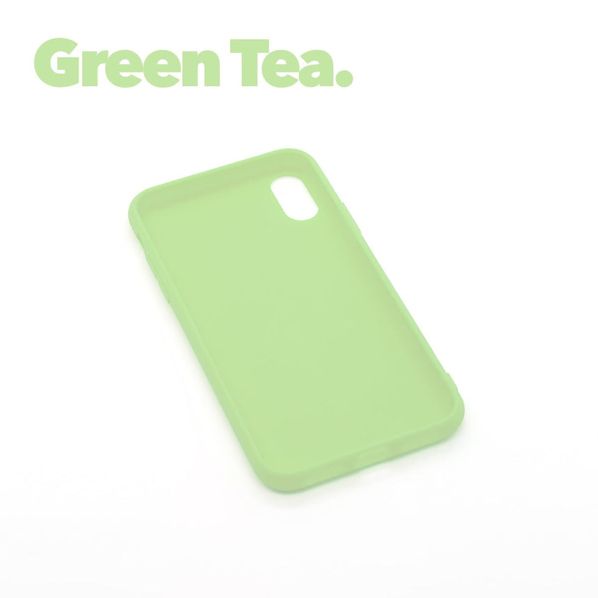 iPhone XS MAX Green Tea case with a matte finish, designed with precise cutouts for easy access to buttons and ports.
