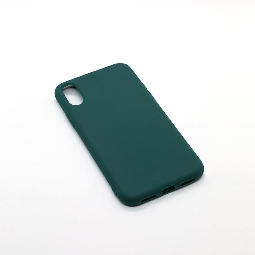 iPhone XS MAX Emerald case with a matte finish, designed with precise cutouts for easy access to buttons and ports.