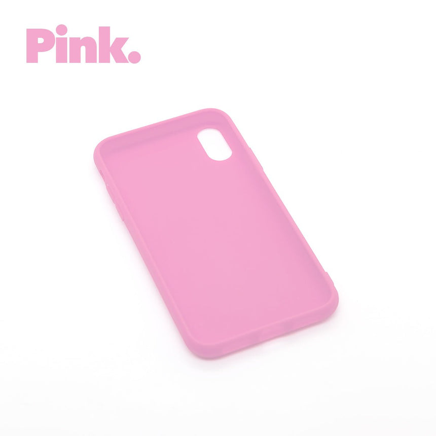 iPhone XS MAX Pink case with a matte finish, designed with precise cutouts for easy access to buttons and ports.