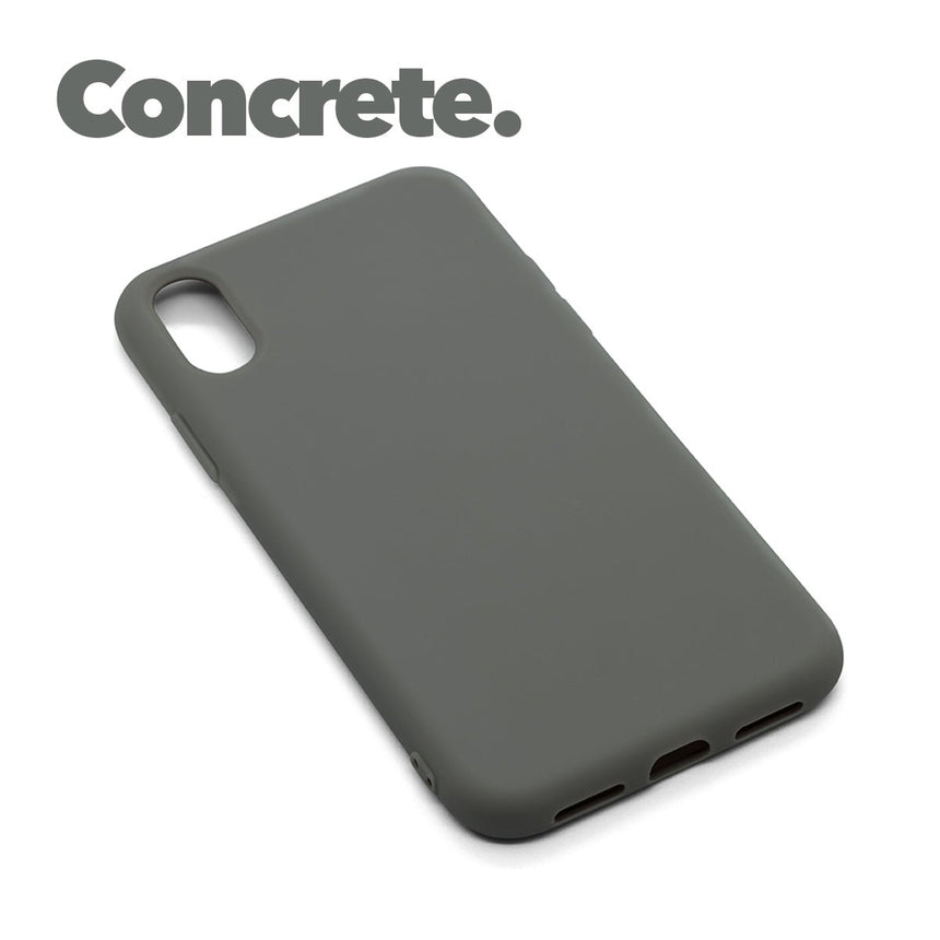 iPhone XS MAX Concrete case with a matte finish, designed with precise cutouts for easy access to buttons and ports.