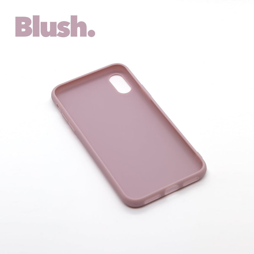 iPhone X/XS Blush case with a matte finish, designed with precise cutouts for easy access to buttons and ports.