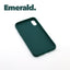 iPhone X/XS Emerald case with a matte finish, designed with precise cutouts for easy access to buttons and ports.
