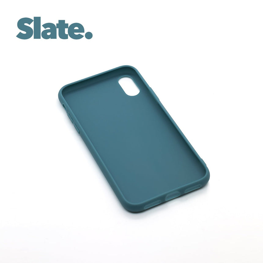 iPhone X/XS Slate case with a matte finish, designed with precise cutouts for easy access to buttons and ports.