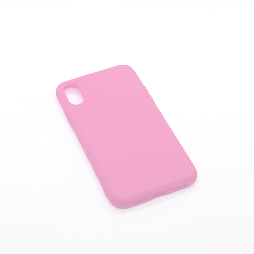 iPhone X/XS Pink case with a matte finish, designed with precise cutouts for easy access to buttons and ports.