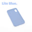iPhone X/XS Lite Blue case with a matte finish, designed with precise cutouts for easy access to buttons and ports.
