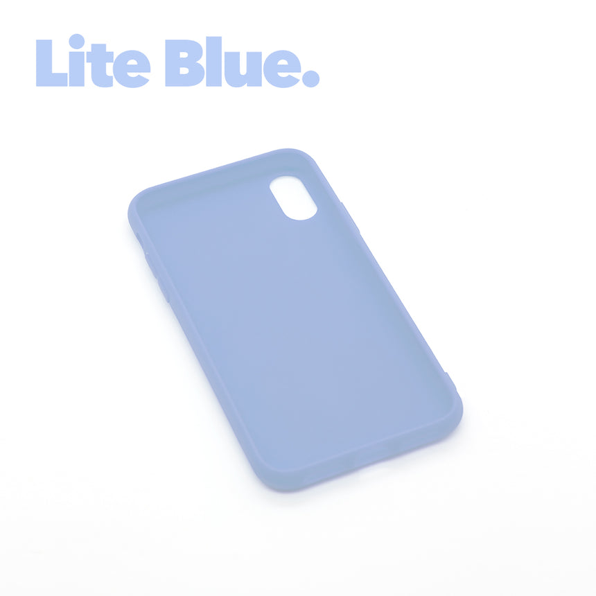 iPhone X/XS Lite Blue case with a matte finish, designed with precise cutouts for easy access to buttons and ports.