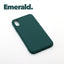 iPhone XR Emerald case with a matte finish, designed with precise cutouts for easy access to buttons and ports.