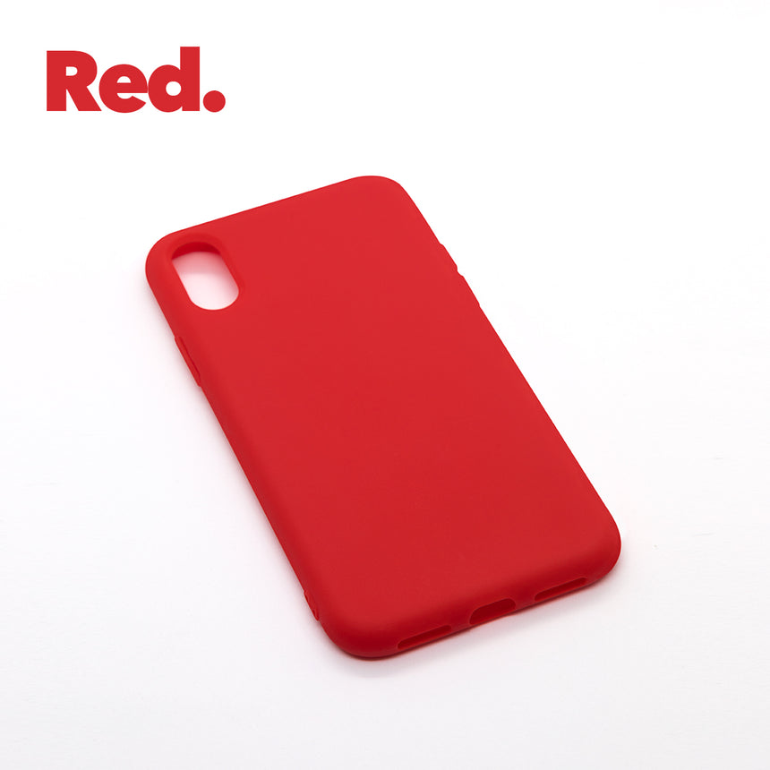 iPhone XR Red case with a matte finish, designed with precise cutouts for easy access to buttons and ports.