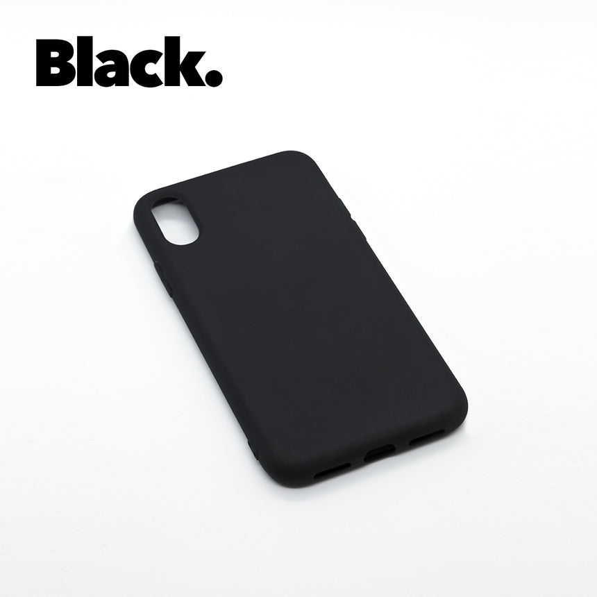 iPhone X/XS Black case with a matte finish, designed with precise cutouts for easy access to buttons and ports.