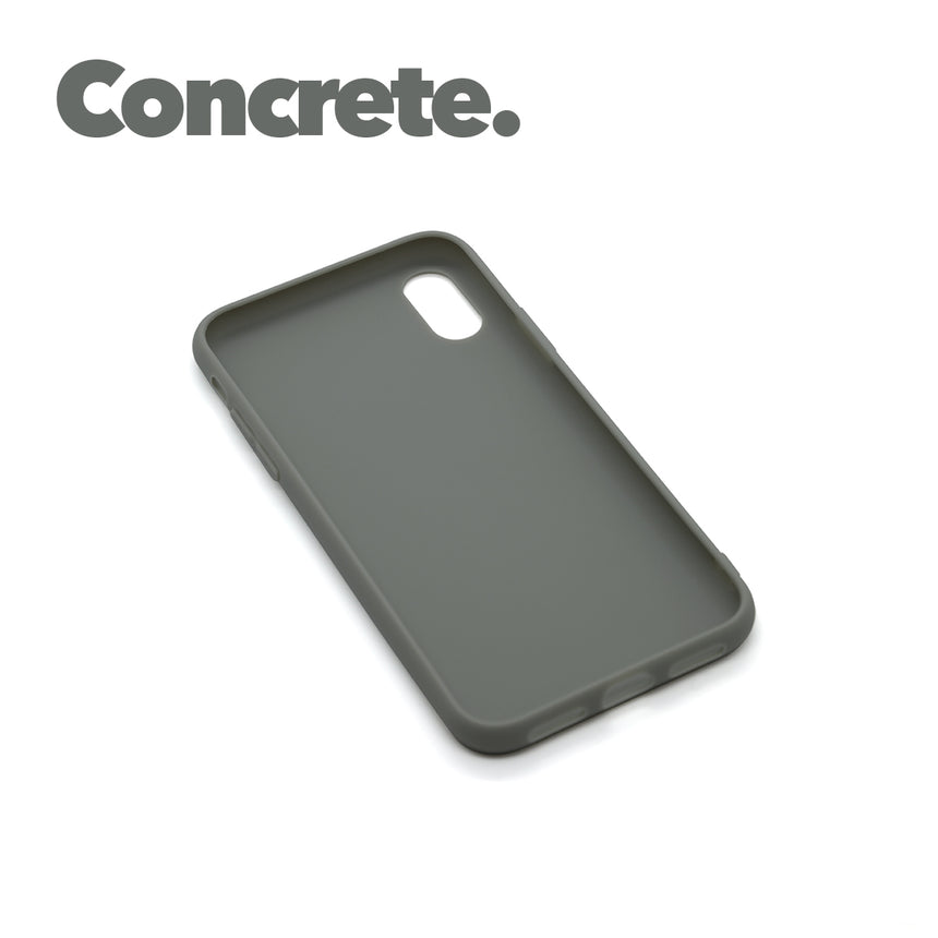 iPhone X/XS Concrete case with a matte finish, designed with precise cutouts for easy access to buttons and ports.