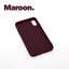 iPhone X/XS Maroon case with a matte finish, designed with precise cutouts for easy access to buttons and ports.