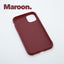 iPhone 11 Maroon case with a matte finish, designed with precise cutouts for easy access to buttons and ports.