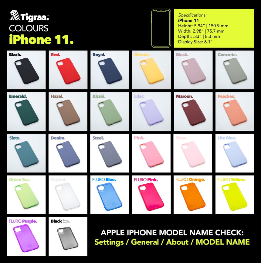 iPhone 11 Cases, Available colours swatch - Tigraa