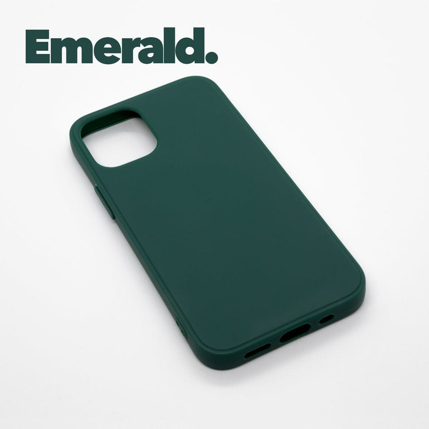 iPhone 12 PRO Emerald case with a matte finish, designed with precise cutouts for easy access to buttons and ports.