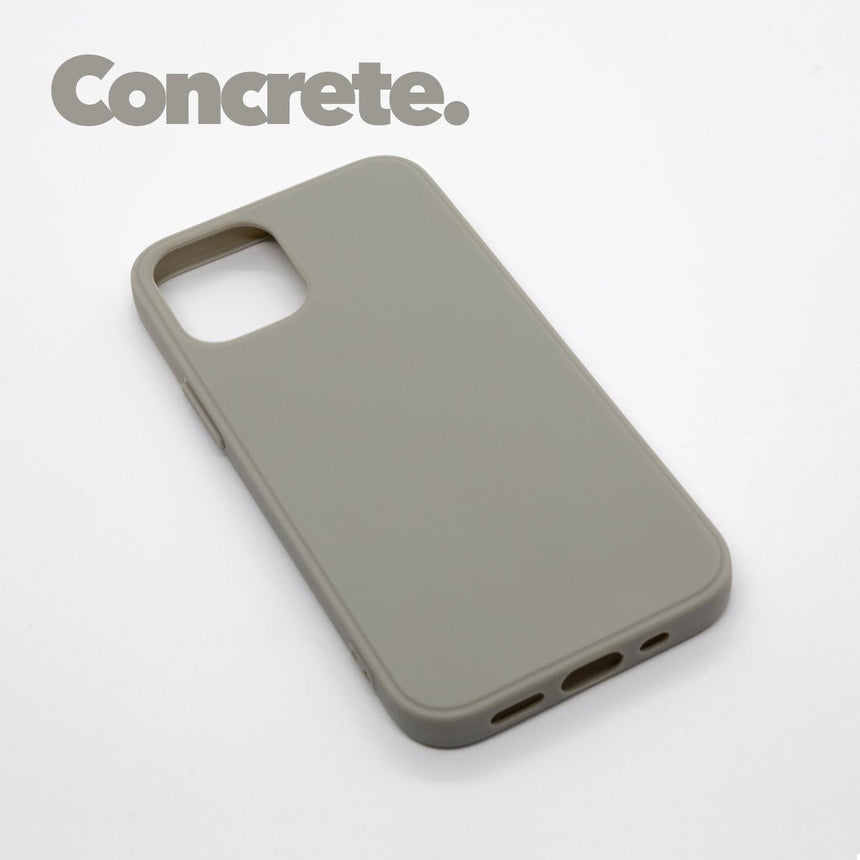 iPhone 12 PRO Concrete case with a matte finish, designed with precise cutouts for easy access to buttons and ports.