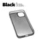 Black iPhone 15 case with a matte finish, designed with precise cutouts for easy access to buttons and ports.