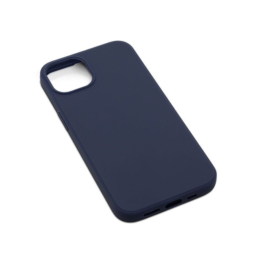 Black iPhone 15 case with a matte finish, designed with precise cutouts for easy access to buttons and ports.