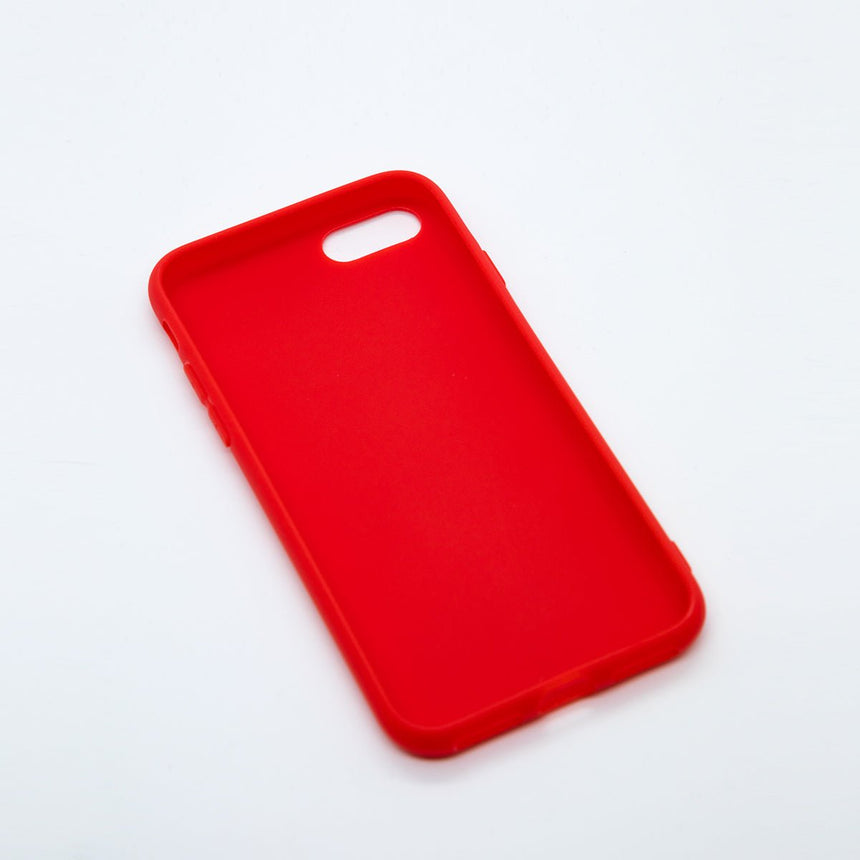 Red iPhone 6 case with a matte finish, designed with precise cutouts for easy access to buttons and ports.