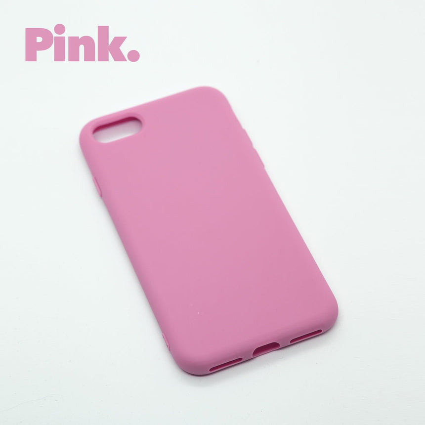 iPhone SE (2020) Pink case with a matte finish, designed with precise cutouts for easy access to buttons and ports.