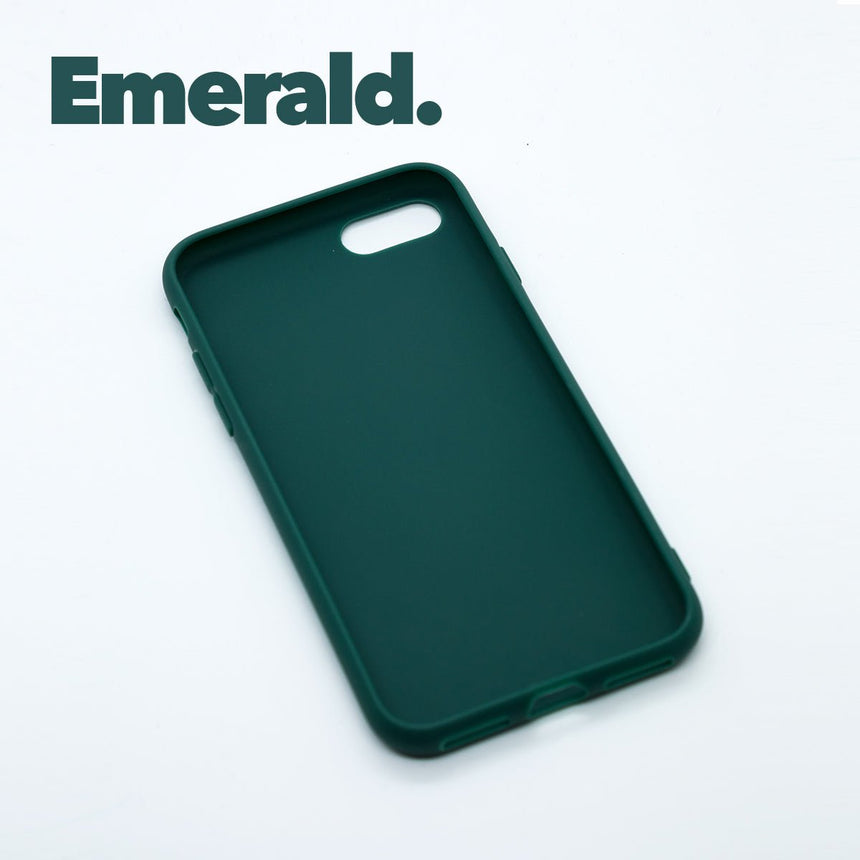 iPhone SE (2020) Emerald case with a matte finish, designed with precise cutouts for easy access to buttons and ports.