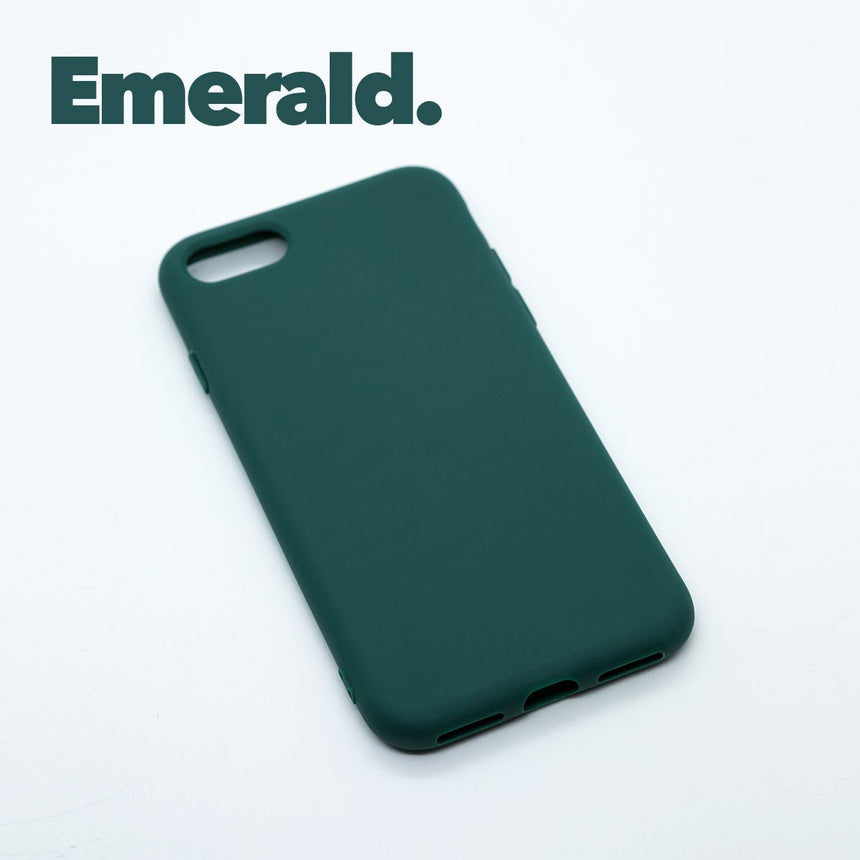 iPhone SE (2020) Emerald case with a matte finish, designed with precise cutouts for easy access to buttons and ports.