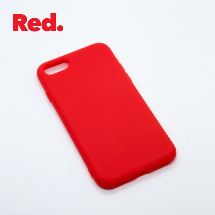 iPhone SE (2020) Red case with a matte finish, designed with precise cutouts for easy access to buttons and ports.