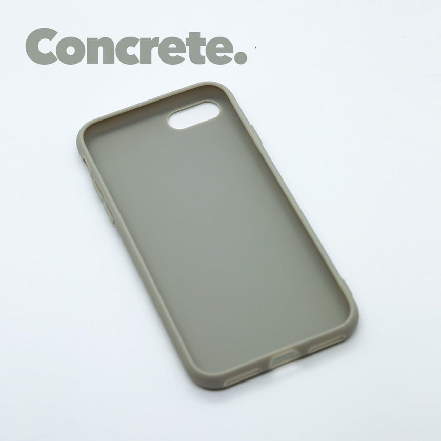 iPhone SE (2020) Concrete case with a matte finish, designed with precise cutouts for easy access to buttons and ports.