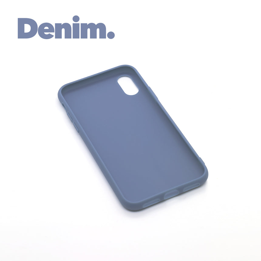 iPhone XS MAX Denim case with a matte finish, designed with precise cutouts for easy access to buttons and ports.