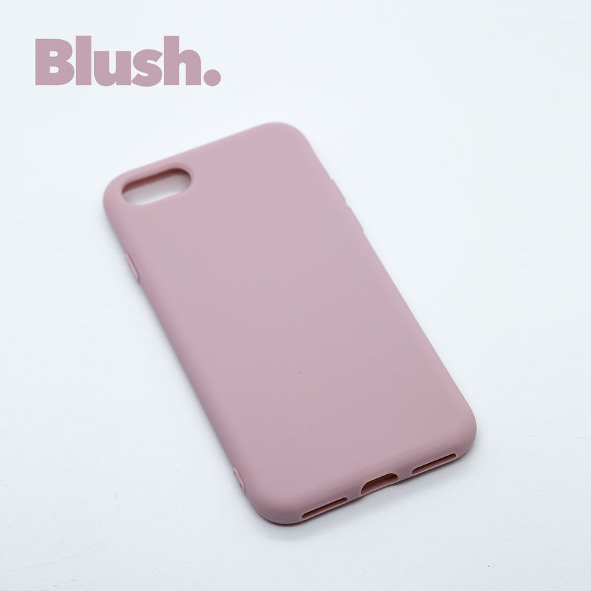 iPhone SE GEN 3 (2022) Blush case with a matte finish, designed with precise cutouts for easy access to buttons and ports. 
