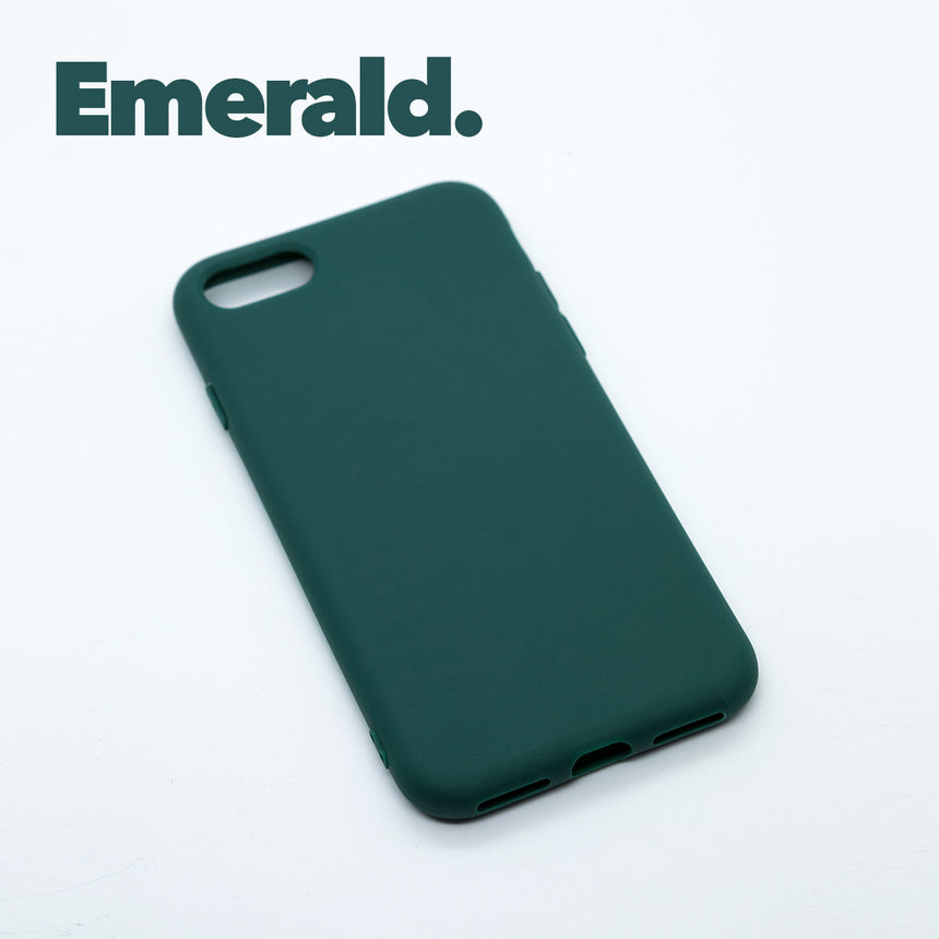 iPhone SE GEN 3 (2022) Emerald case with a matte finish, designed with precise cutouts for easy access to buttons and ports.