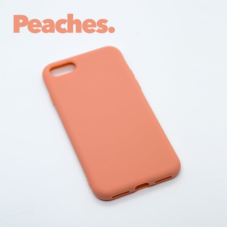 iPhone SE GEN 3 (2022) Peaches case with a matte finish, designed with precise cutouts for easy access to buttons and ports. 